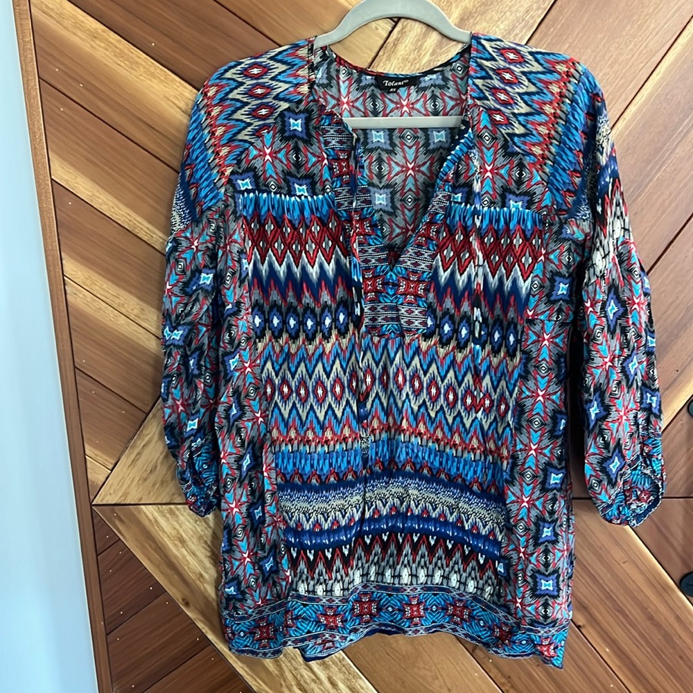 Tolani tunic 100% silk, size extra small